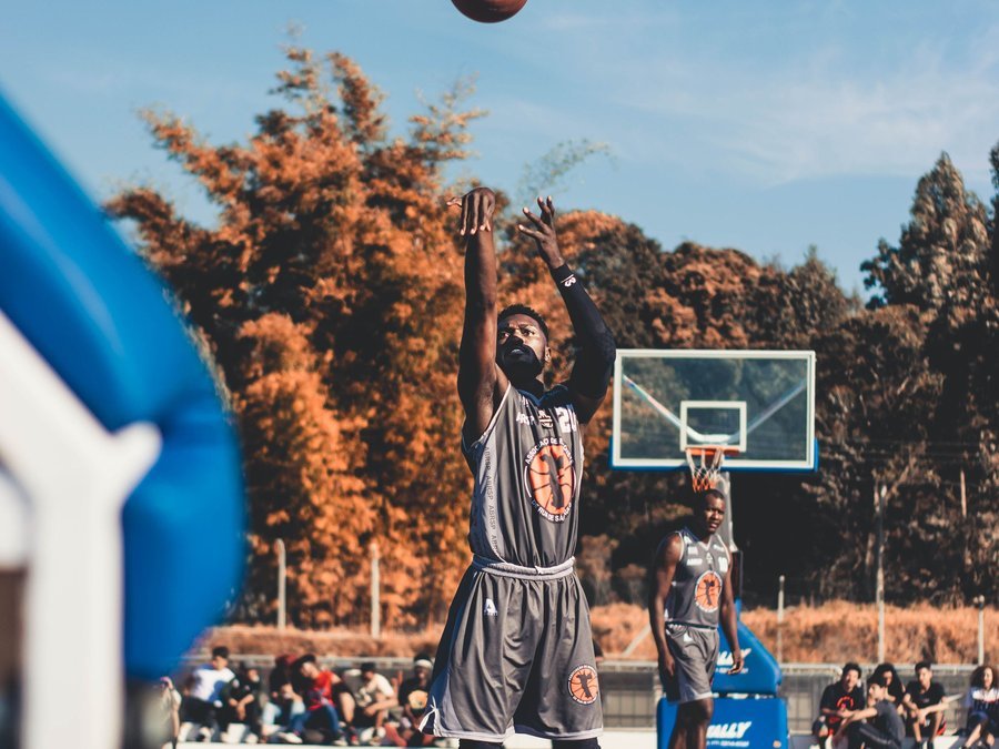 Basketball player shooting a jump shot