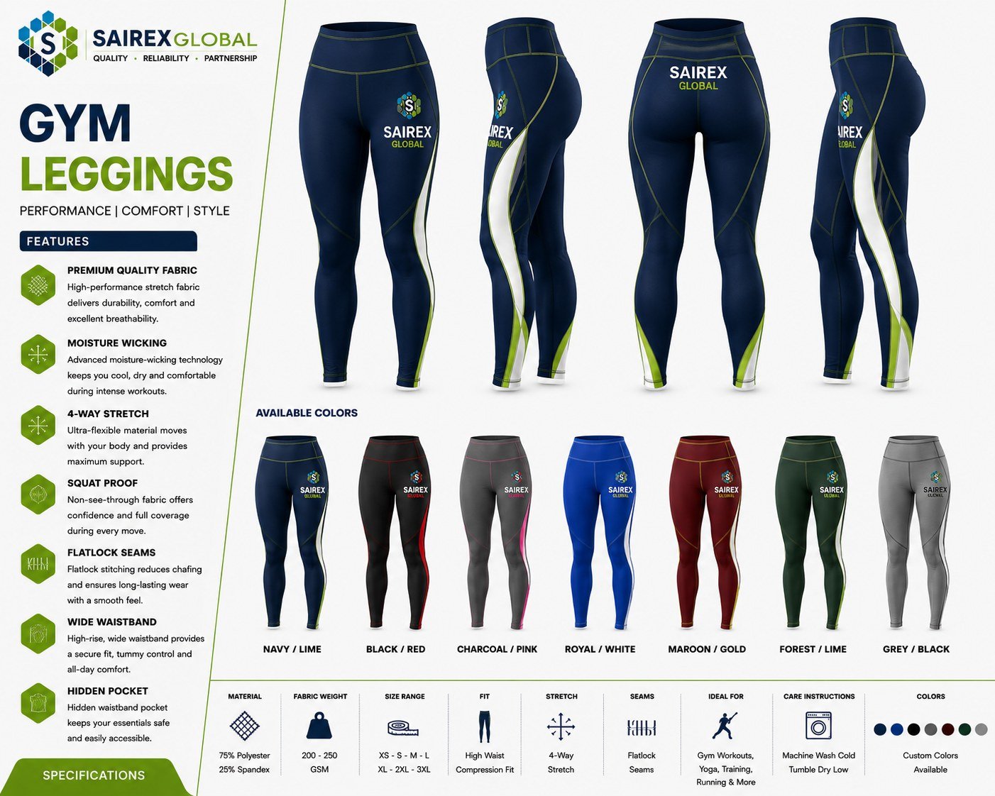 Gym Leggings — custom manufacturing by SAIREX Global