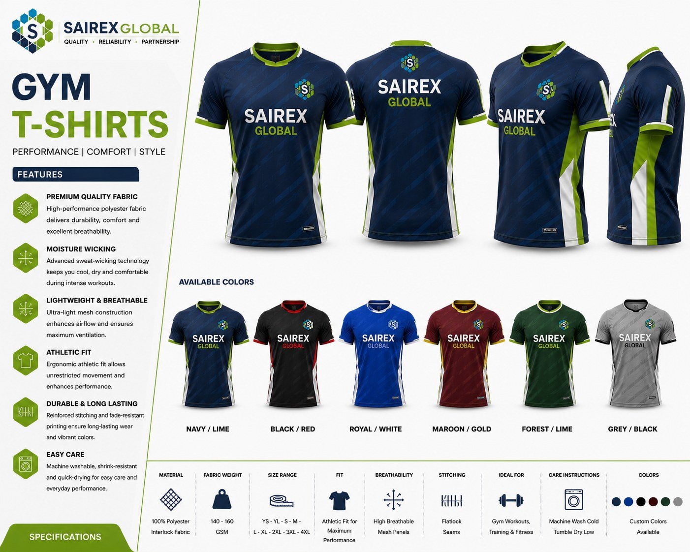 Gym T-Shirts — custom manufacturing by SAIREX Global