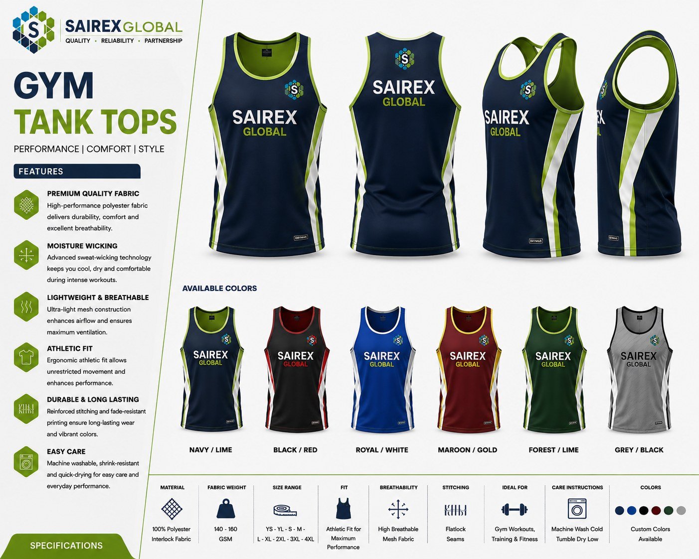 Gym Tank Tops — custom manufacturing by SAIREX Global