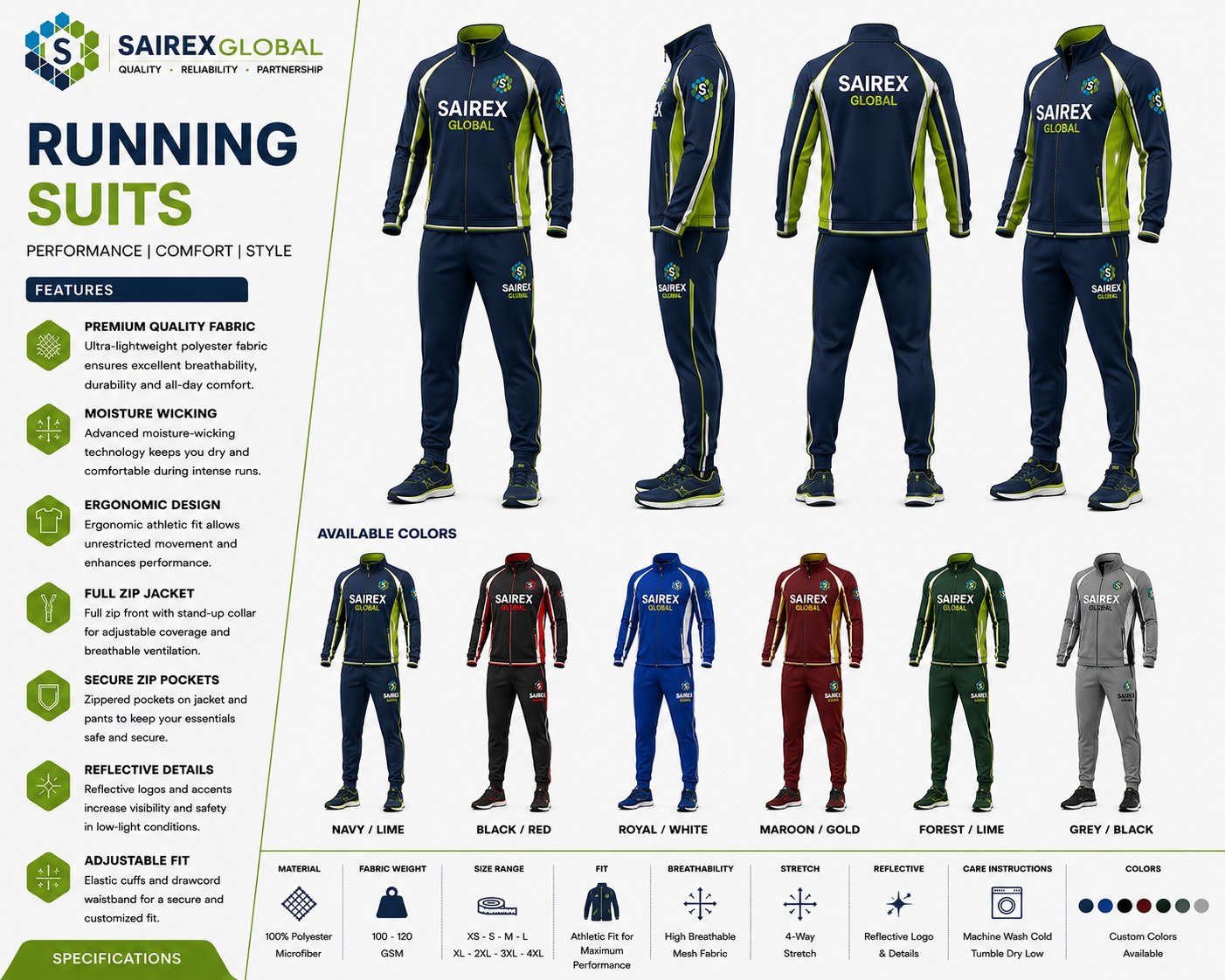Running Suits — custom manufacturing by SAIREX Global