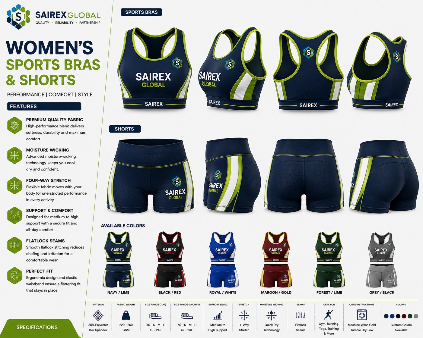Sports Bras & Shorts — custom manufacturing by SAIREX Global