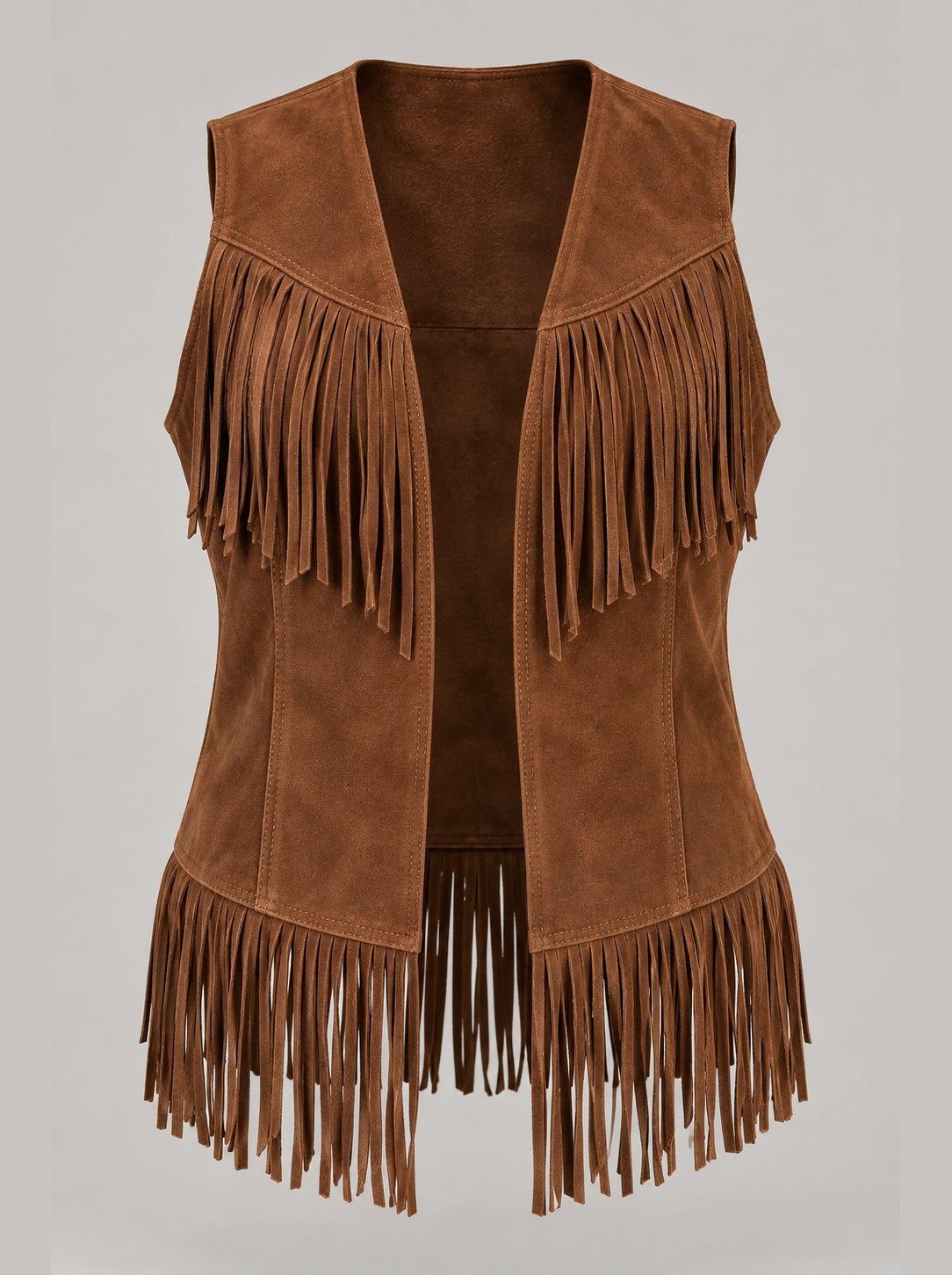 Suede Fringe Vest — wholesale and private label by SAIREX Global (design render)